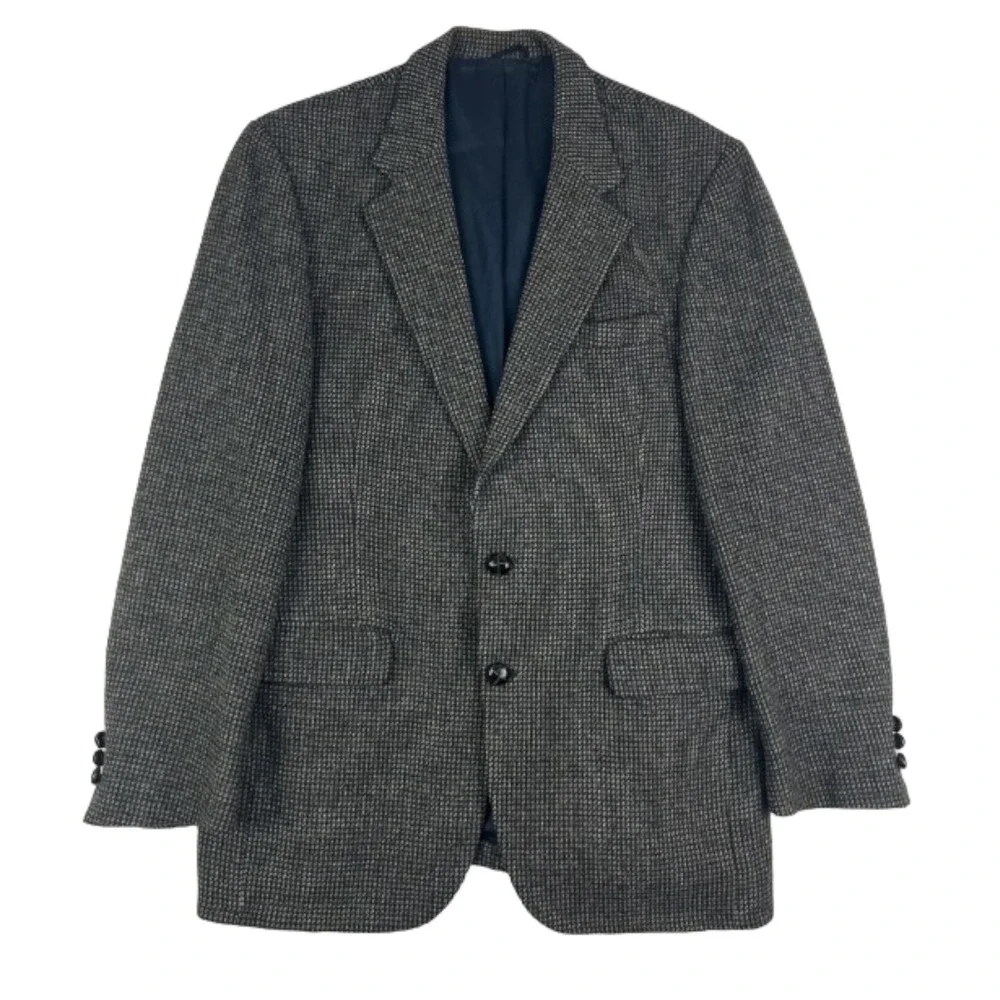 Stafford Hampshire Gray Brown Blue Tweed Woven‎ Wool Sport Coat Mens Size 40R